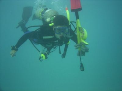 alex beim bergen von bleigewichten (padi-search&recovery)